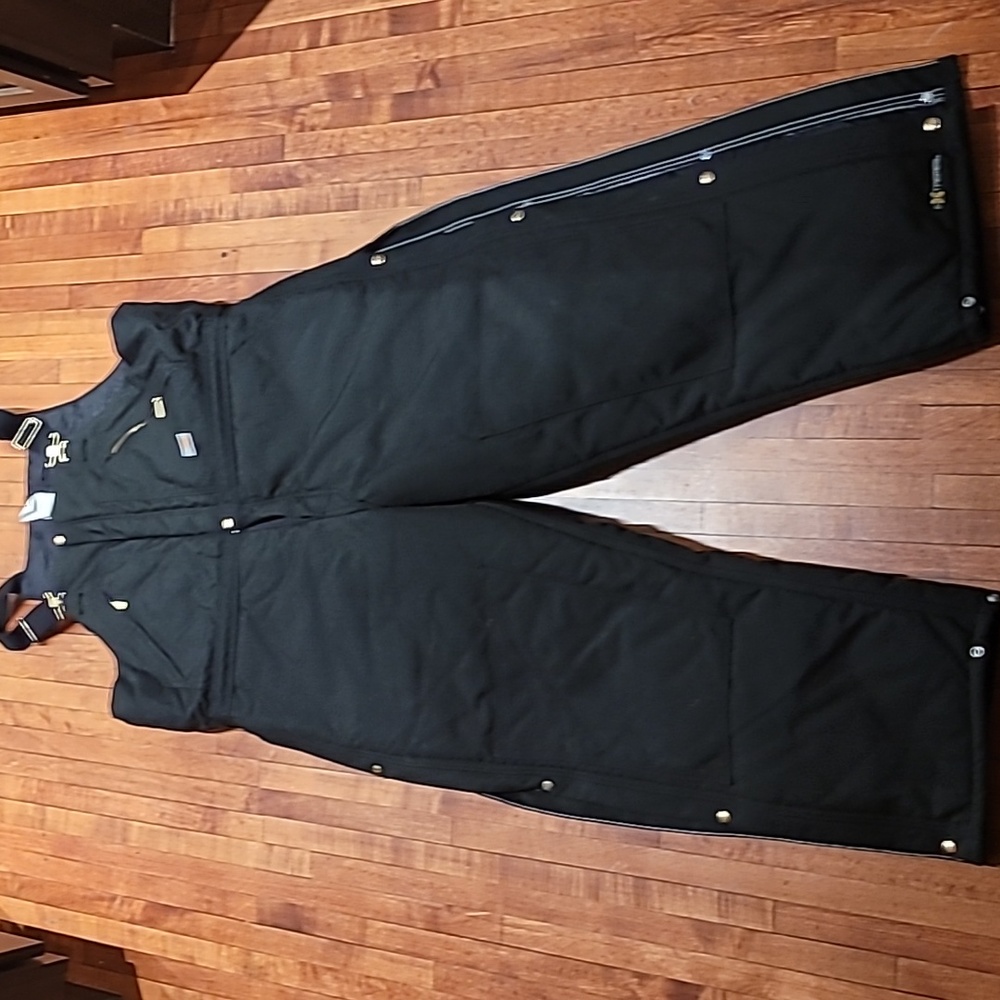 42x30 carhartt Black insulated winter bib overalls